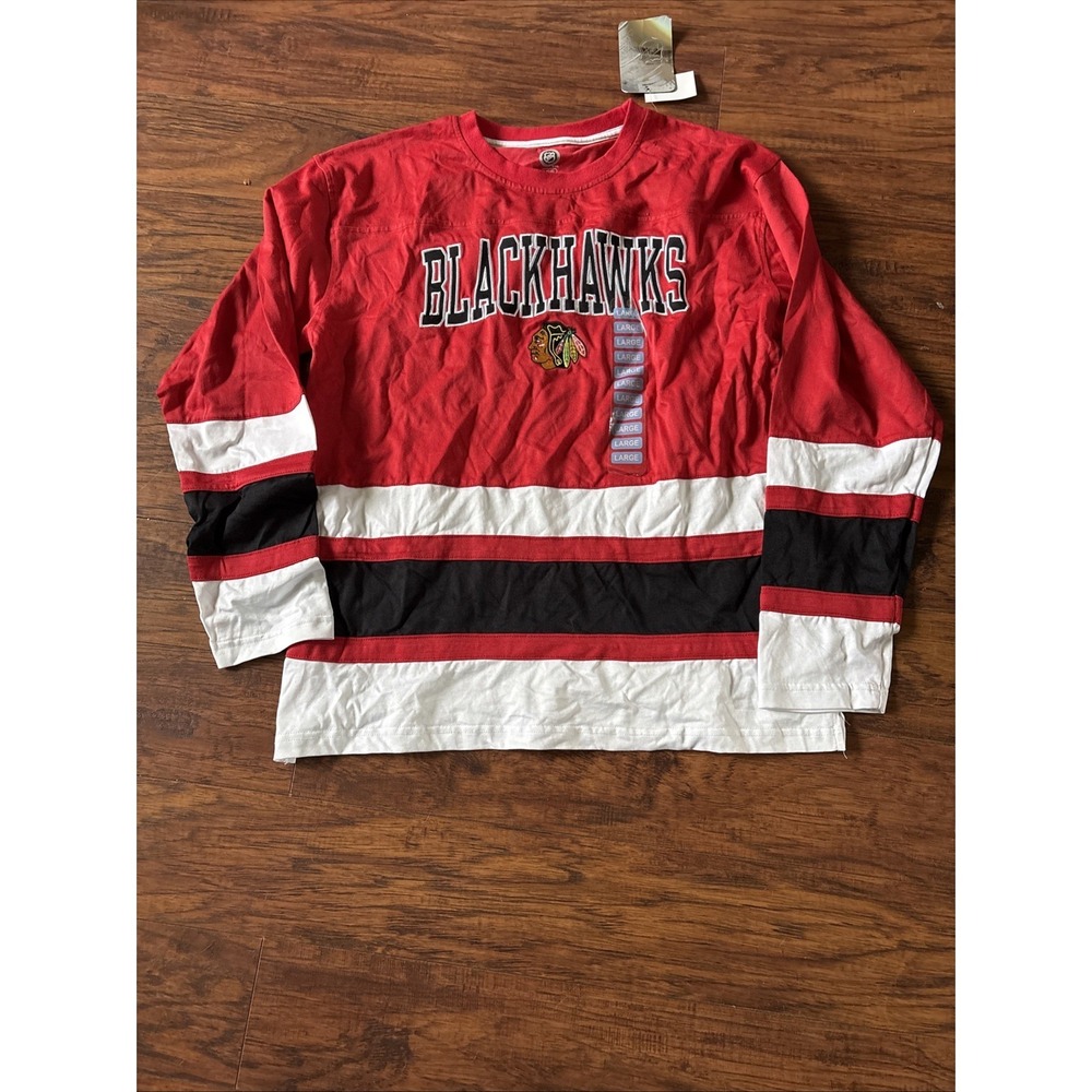 NHL Chicago Blackhawks Hockey Jersey Shirt Red Adult Mens Size L 42/44